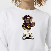 Sweat-shirt Champion White Iowa Hawkeyes pour femmes avec ours en peluche