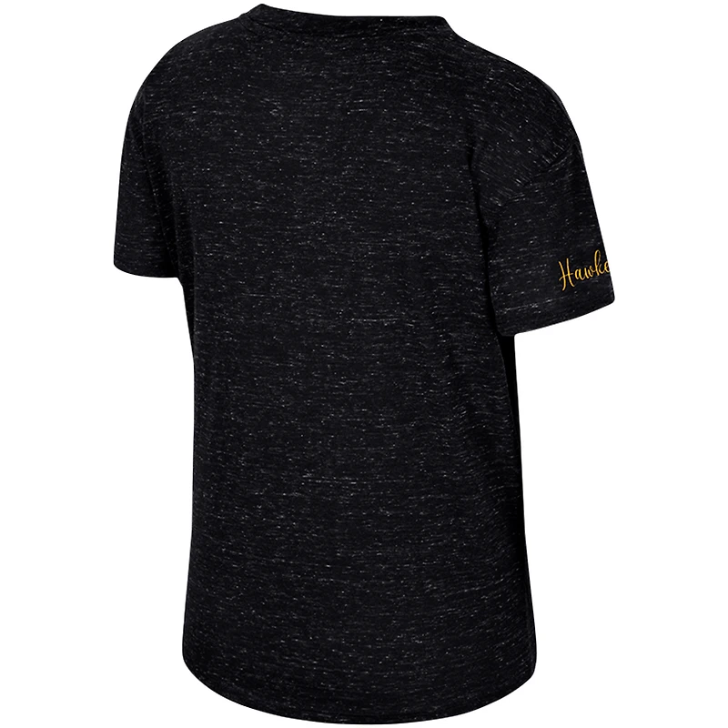 Women's Colosseum Black Iowa Hawkeyes Finalists Tie-Front T-Shirt