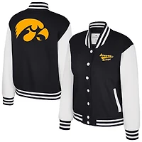 Women's Colosseum Black Iowa Hawkeyes French Baguette Full Snap Fleece Jacket