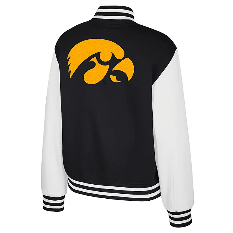 Women's Colosseum Black Iowa Hawkeyes French Baguette Full Snap Fleece Jacket