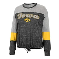 Women's Colosseum Black Iowa Hawkeyes Joanna Tie Front Long Sleeve T-Shirt