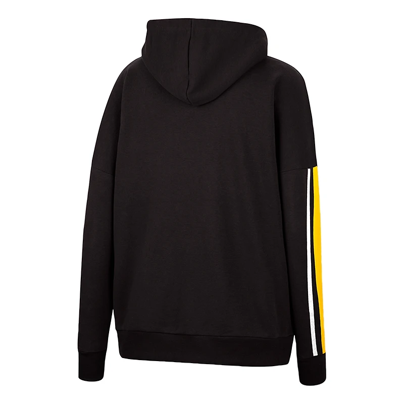 Colosseum Black Iowa Hawkeyes Serena Pull à capuche manches surdimensionnées et col en V pour femmes