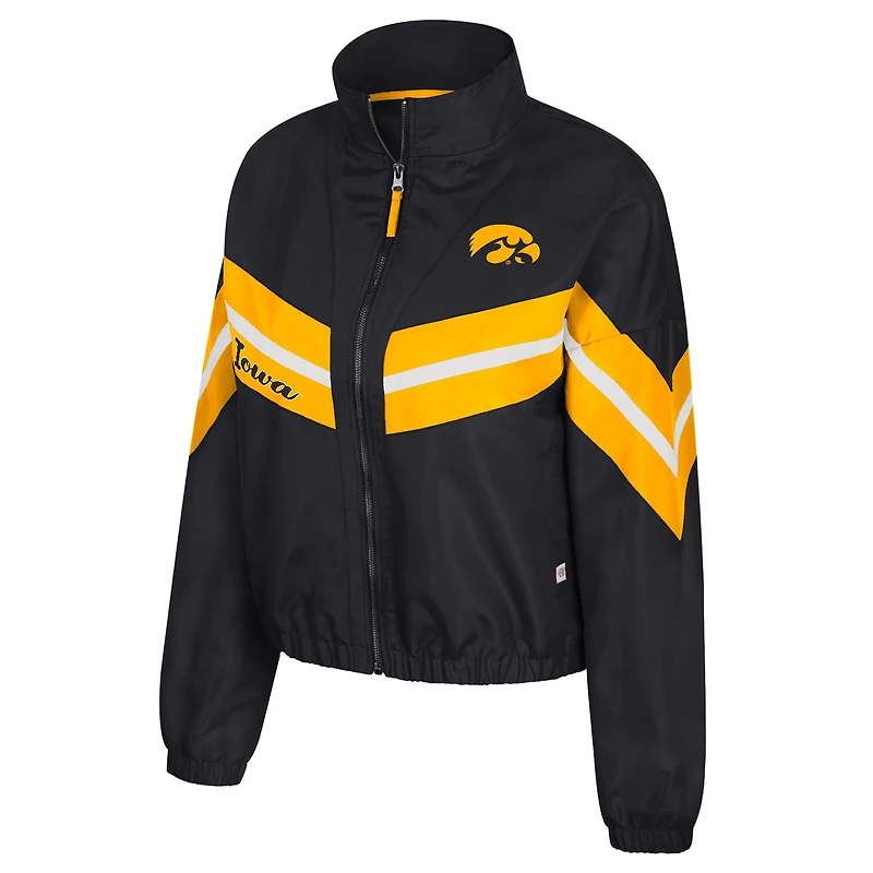 Women's Colosseum Black Iowa Hawkeyes Thin Ice Full-Zip Windbreaker