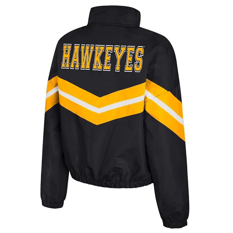Women's Colosseum Black Iowa Hawkeyes Thin Ice Full-Zip Windbreaker