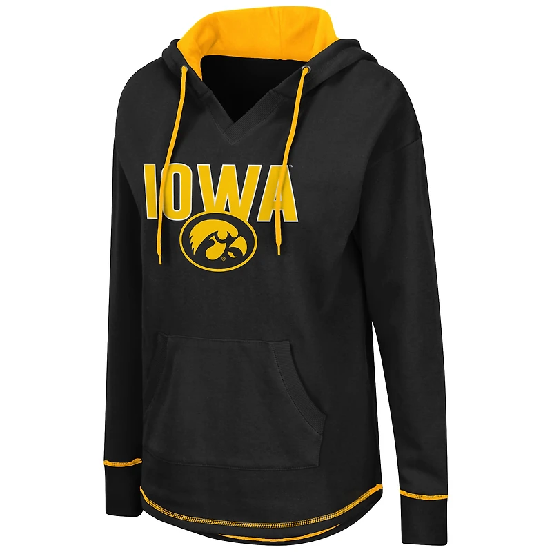 Colosseum noir Iowa Hawkeyes Tunique à capuche pour femmes