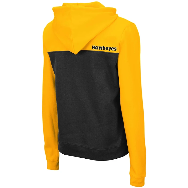 Women's Colosseum Gold/Charcoal Iowa Hawkeyes Aidan Lightweight Half-Zip Hoodie