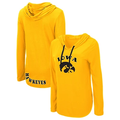 T-shirt à manches longues et capuche léger Colosseum Gold Iowa Hawkeyes My Lover pour femme