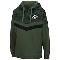 Women's Colosseum Olive/Camo Iowa Hawkeyes OHT Military Appreciation Extraction Chevron Pullover Hoodie