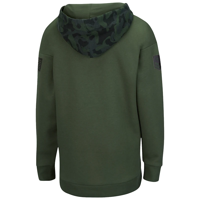 Women's Colosseum Olive/Camo Iowa Hawkeyes OHT Military Appreciation Extraction Chevron Pullover Hoodie