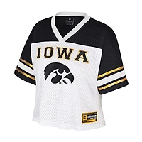 Women's Colosseum  White Iowa Hawkeyes Treasure Cropped Football Jersey