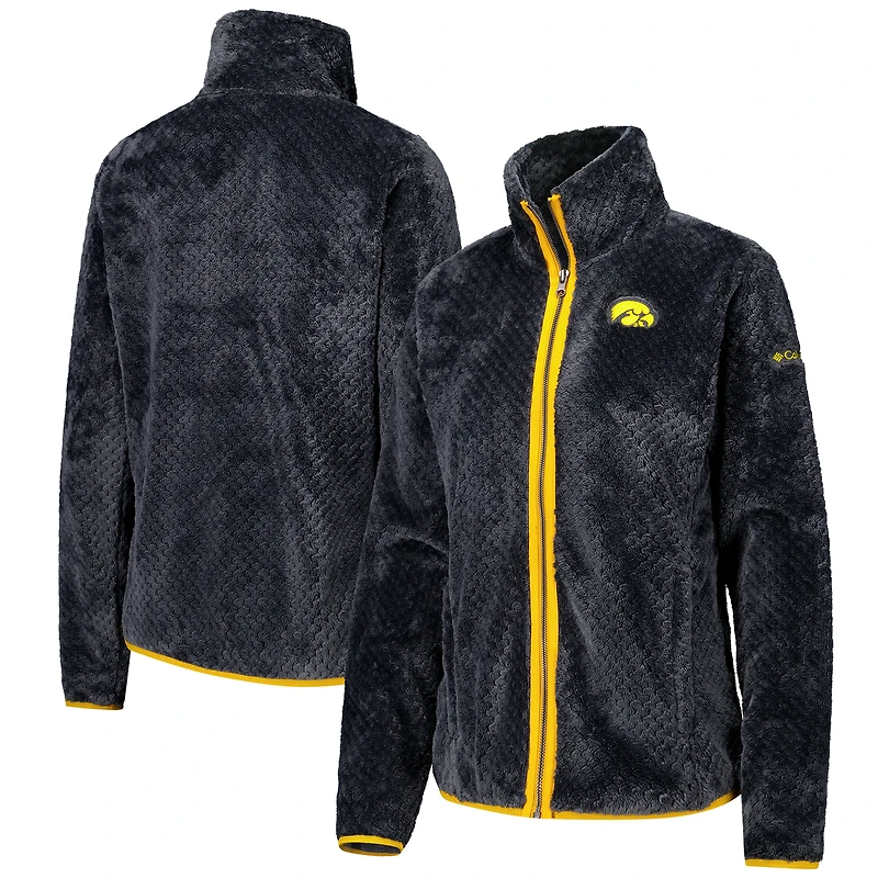 Veste zippée intégrale Columbia grise Iowa Hawkeyes Fireside II Sherpa pour femme