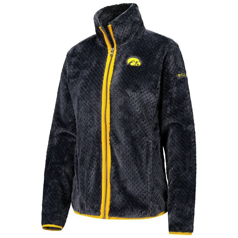 Women's Columbia Gray Iowa Hawkeyes Fireside II Sherpa Full-Zip Jacket