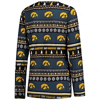 Ensemble de nuit pour femme Concepts Sport Black Iowa Hawkeyes Holiday avec haut à manches longues et pantalon