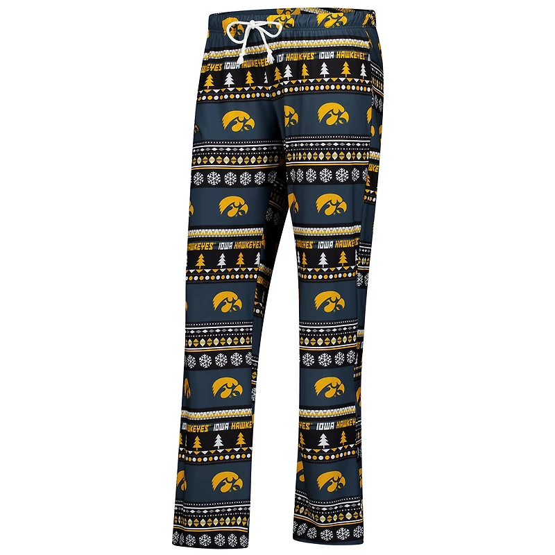 Ensemble de nuit pour femme Concepts Sport Black Iowa Hawkeyes Holiday avec haut à manches longues et pantalon