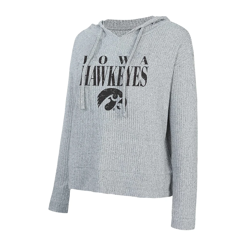 Women's Concepts Sport Grey Iowa Hawkeyes Juniper Soft Modest Cropped Long Sleeve Hoodie Top