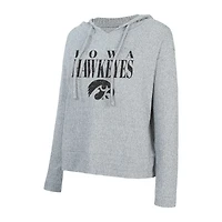 Women's Concepts Sport Grey Iowa Hawkeyes Juniper Soft Modest Cropped Long Sleeve Hoodie Top
