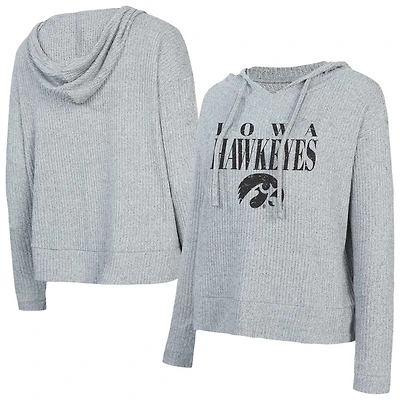 Women's Concepts Sport Grey Iowa Hawkeyes Juniper Soft Modest Cropped Long Sleeve Hoodie Top