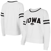 Women's Concepts Sport  White Iowa Hawkeyes Borough French Terry Arch Over Long Sleeve Top