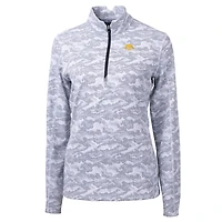 Women's Cutter & Buck Charcoal Iowa Hawkeyes Traverse Camo Quarter-Zip Pullover Top