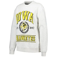 Women's Established & Co. Ash Iowa Hawkeyes Logo Pullover Sweatshirt