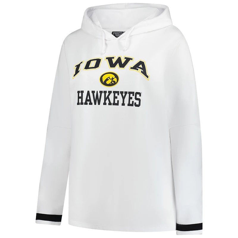 Women's Fanatics White Iowa Hawkeyes Plus Pullover Hoodie