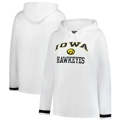 Women's Fanatics White Iowa Hawkeyes Plus Pullover Hoodie
