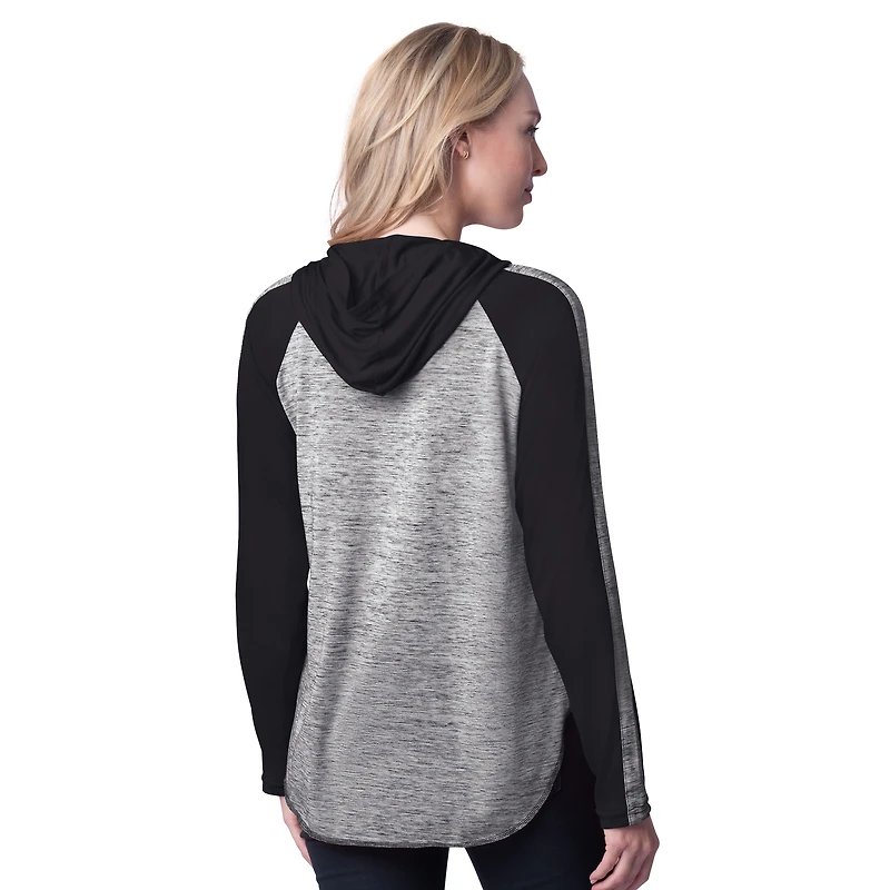 T-shirt à capuche manches longues G-III 4Her par Carl Banks pour femme, noir, Iowa Hawkeyes, Underdog Bling Raglan