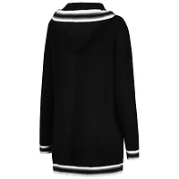 Women's Gameday Couture Black Iowa Hawkeyes One More Round Tri-Blend Striped Hooded Cardigan Sweater