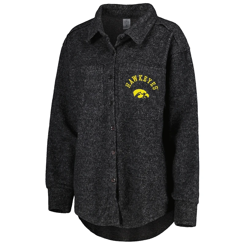 Veste boutonnée à trois mélanges Switch It Up Iowa Hawkeyes noire pour femme Gameday Couture