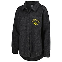 Veste boutonnée à trois mélanges Switch It Up Iowa Hawkeyes noire pour femme Gameday Couture