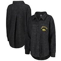 Veste boutonnée à trois mélanges Switch It Up Iowa Hawkeyes noire pour femme Gameday Couture