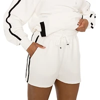 Women's Gameday Couture Cream Iowa Hawkeyes Down, Set, Go Pullover Hoodie and Shorts Set