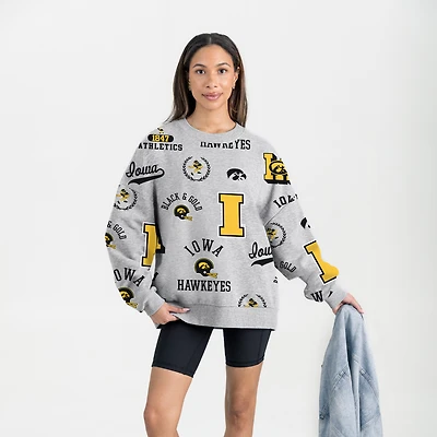 Sweat-shirt en molleton gris Gameday Couture pour femme des Iowa Hawkeyes, toujours prêt à répéter