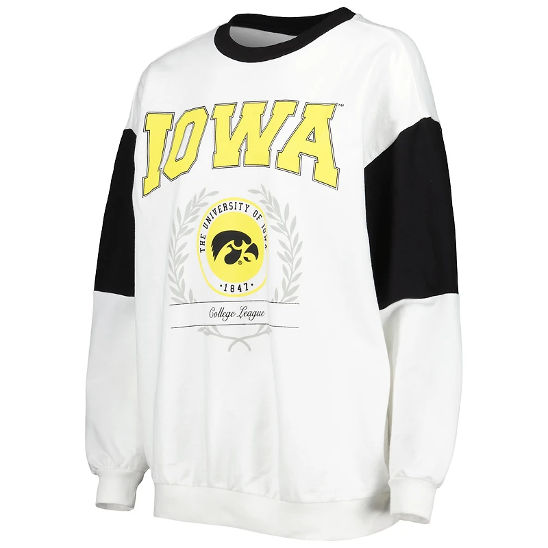 Women's Gameday Couture White Iowa Hawkeyes It's A Vibe Dolman Pullover Sweatshirt