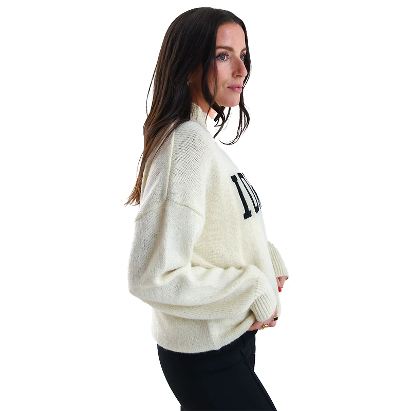 Pull Varsity surdimensionné pour femme Iowa Hawkeyes de couleur crème le jour du match