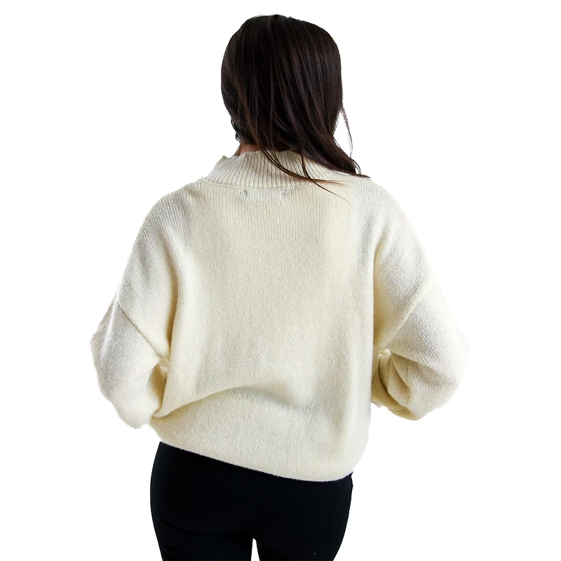 Pull Varsity surdimensionné pour femme Iowa Hawkeyes de couleur crème le jour du match