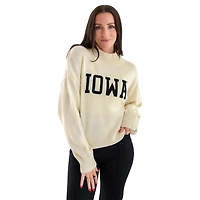 Pull Varsity surdimensionné pour femme Iowa Hawkeyes de couleur crème le jour du match