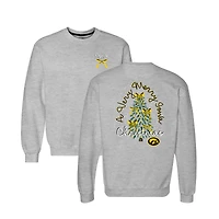 Women's  Heather Gray Iowa Hawkeyes Classic Merry Christmas Tree Crewneck Sweatshirt