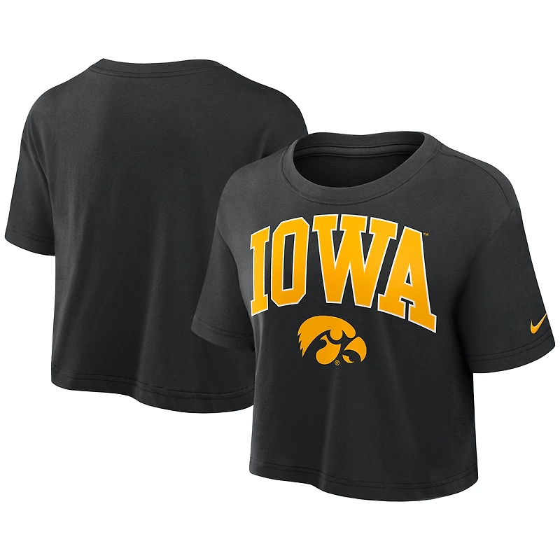T-shirt court Nike Iowa Hawkeyes Athletic Prep Arch Dri-FIT noir pour femme
