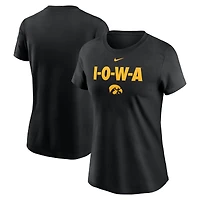 T-shirt Nike noir pour femme Iowa Hawkeyes Local Ultimate Chant
