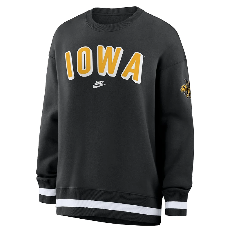 Women's Nike Black Iowa Hawkeyes Oversized Legacy Phoenix Sweatshirt