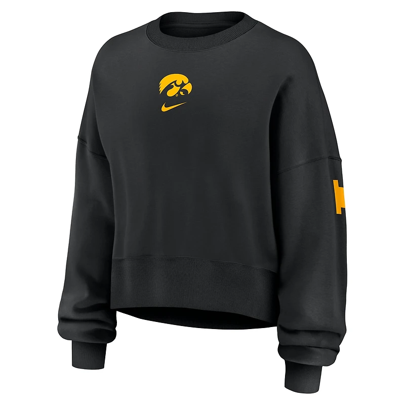 Sweat-shirt oversize Nike Iowa Hawkeyes Phoenix noir pour femme