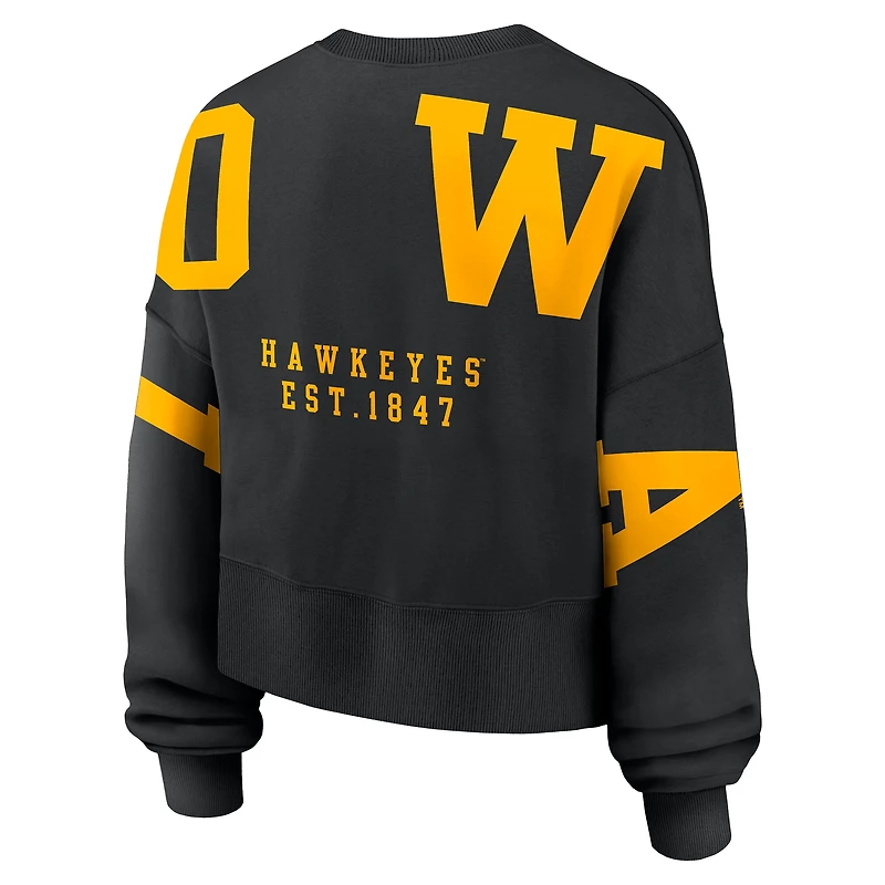 Sweat-shirt oversize Nike Iowa Hawkeyes Phoenix noir pour femme