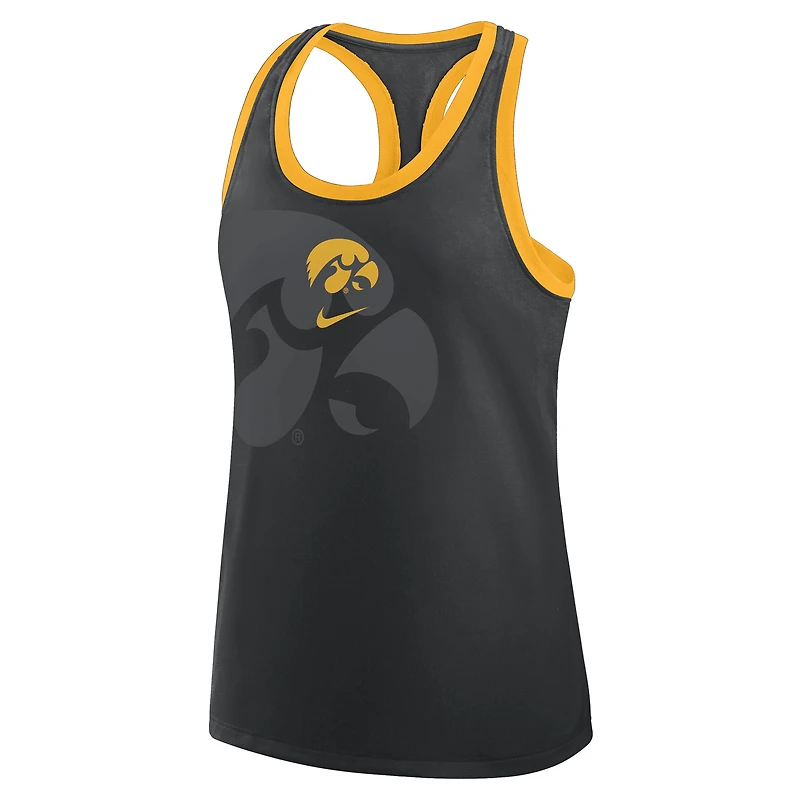 Women's Nike Black Iowa Hawkeyes Primetime Racerback Tri-Blend Tank Top