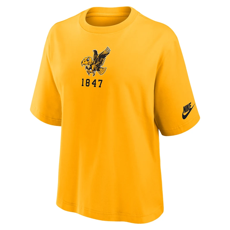 T-shirt Nike Gold Iowa Hawkeyes Legacy Established Boxy pour femme