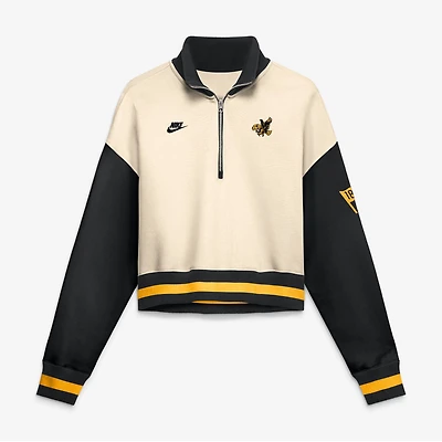 Pull court à col zippé Nike Iowa Hawkeyes, coupe oversize, color block, naturel/noir