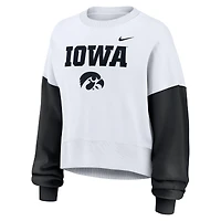 Sweat-shirt oversize à blocs de couleurs Nike Iowa Hawkeyes blanc pour femme