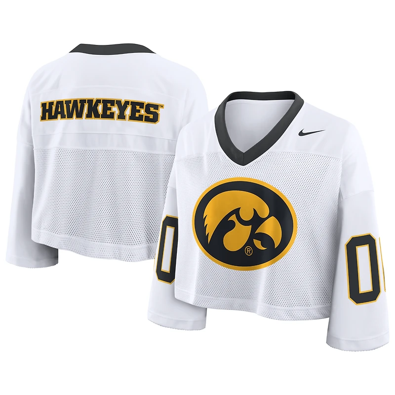Maillot court oversize Nike Iowa Hawkeyes blanc pour femme