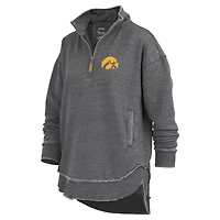 Sweat-shirt zippé quart de tour poncho Northfork Sojourn Pressbox Black Iowa Hawkeyes pour femme