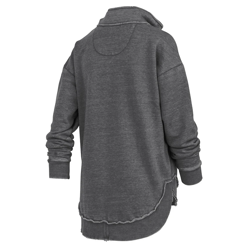 Women's Pressbox Black Iowa Hawkeyes Northfork Sojourn Poncho Quarter-Zip Sweatshirt